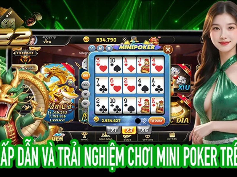 Bàn chơi Poker với chip và quân bài cộng đồng, thể hiện sự căng thẳng và chiến thuật của trò chơi.